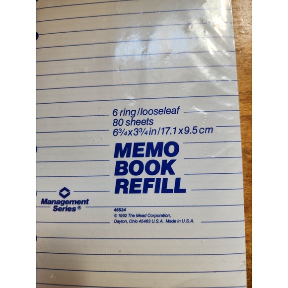 Mead Memo Book Refill 6 Ring Loose Leaf 80 Sheets 6.75"X 3.75" Lined Paper 46534 - Picture 3 of 9